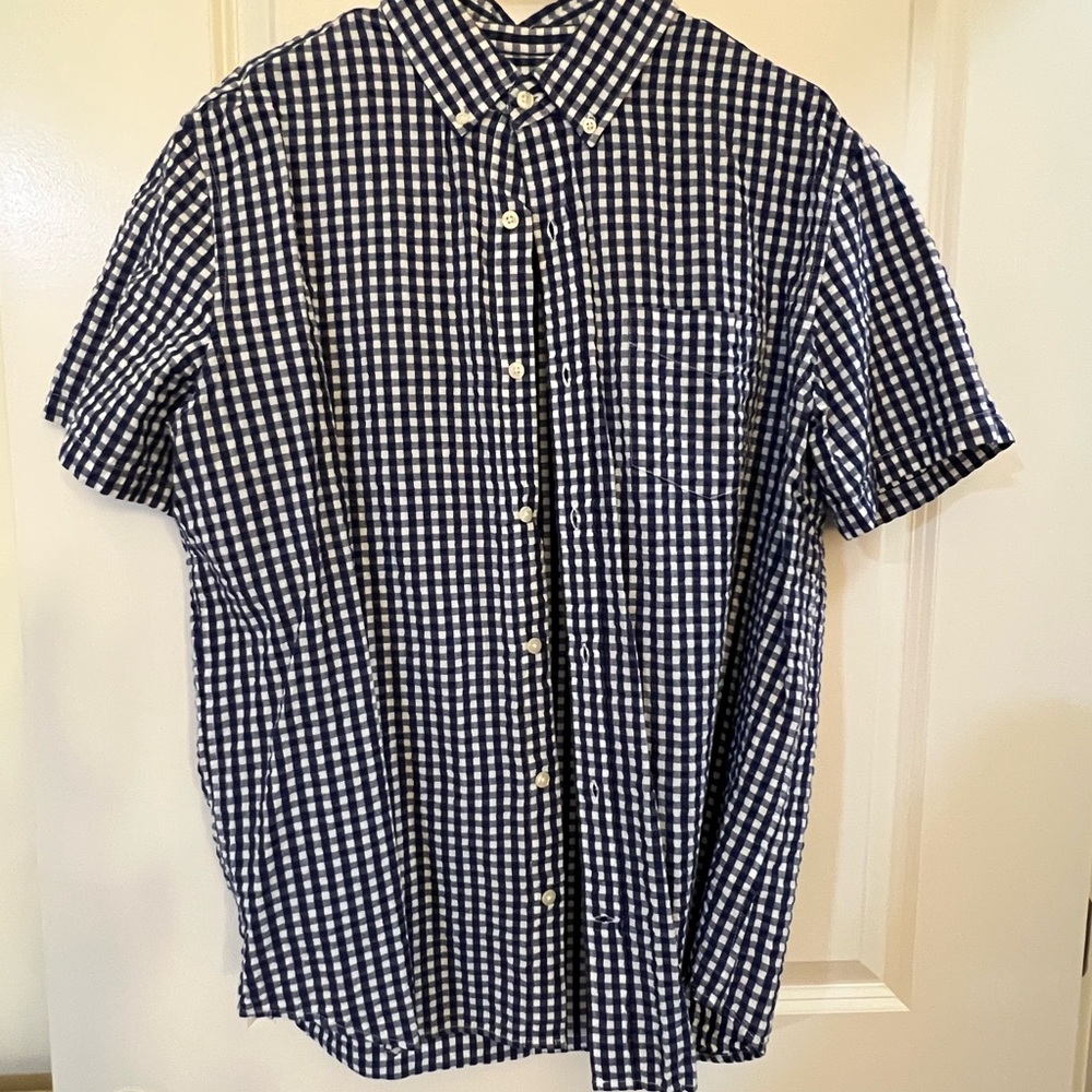 GAP Navy and White Checkered Casual Shirt